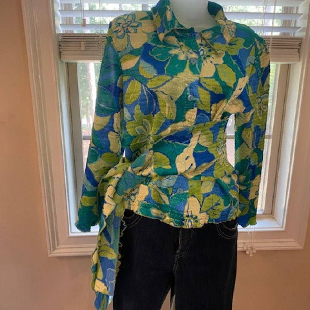 Bala Bala jacket blue/green with belt or scarf, size M